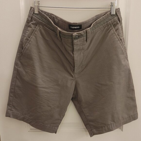 Express Other - Grey Express Flat Front Slim Fit Stretch+ Chino Shorts 32" Waist x 9" Inseam